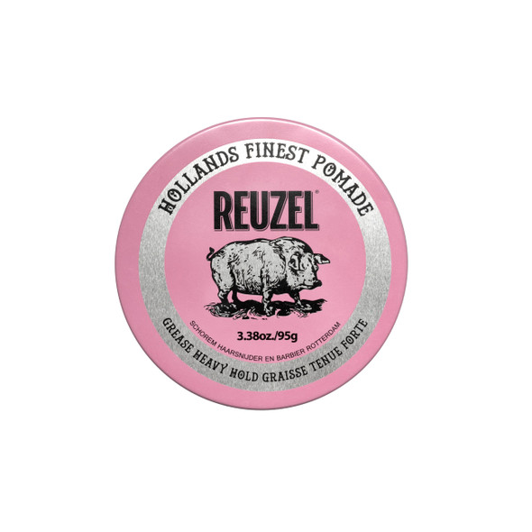 REUZEL Pink Grease Pomade Strong All Day Hold Oil-Based Styling Wax Medium Shine Easy To Wash Out For All Hair Types
