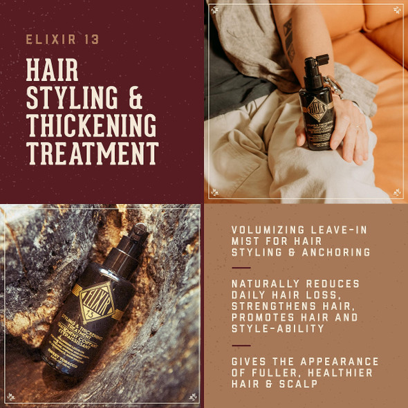 18.21 Man Made Elixir 13 Men's Styling and Thickening Treatment for Hair Original Sweet Tobacco Volumizing Leave-on 3.4oz