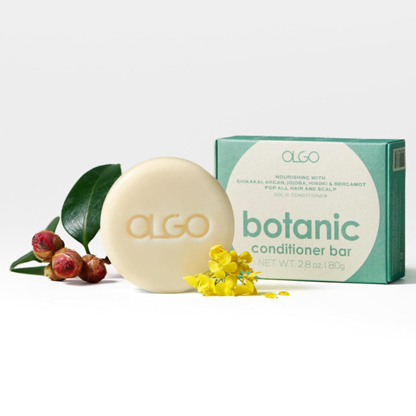 KSBC OLGO Botanic Conditioner Bar 2.8oz - Vegan Sulfate-Free Silicone-Free | Sustainable | Nourishing Argan Jojoba Shea Butter & Bergamot for Shiny Healthy Hair