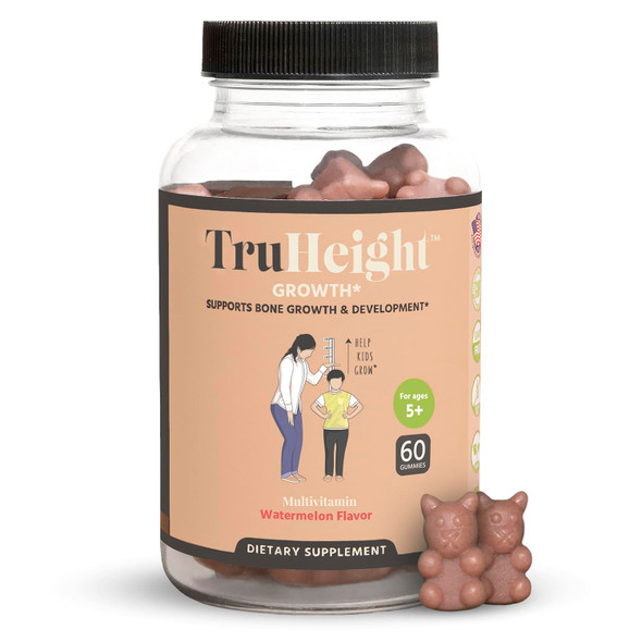 TruHeight Growth Gummies (Watermelon) Tall Nutrition for Natural Growth Supplement for Kids & Teens - Vitamin D K Calcium & Ashwagandha Bone Strength Vitamins D3 K2 Picky Eater Taller Ages 5+