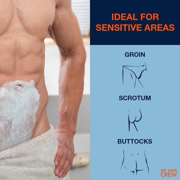NO HAIR CREW Intimate Hair Removal Cream for Men – Extra Gentle Fast & Painless Depilation for Groin Scrotum, Buttocks & Pubic Area – 100 ml