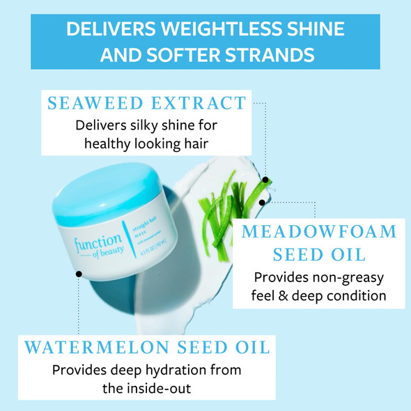 Function of Beauty Hair Mask for Straight Hair - Sulfate-Free Deep Conditioning Hair Mask for Natural Non-Greasy Shine & Lightweight Moisture - Anti-Frizz Hair Care Products with Seaweed Extract