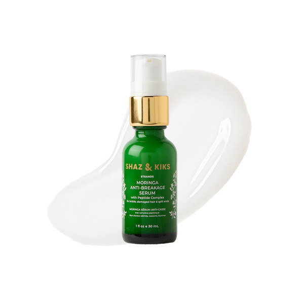 SHAZ & KIKS Moringa Anti-Breakage Peptide Serum for Dry Frizzy Hair | Controls Frizz and Rebuilds Damaged Strands | Blend of Clinically Active Peptides and Ayurvedic Oils 1 Fl Oz