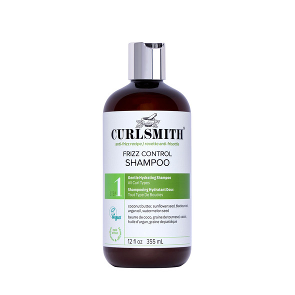 CURLSMITH Frizz Control Shampoo - Frizz-Fighting Shampoo for Curls Removes Build-Up For All Curl Types Vegan & Cruelty Free (12 oz)