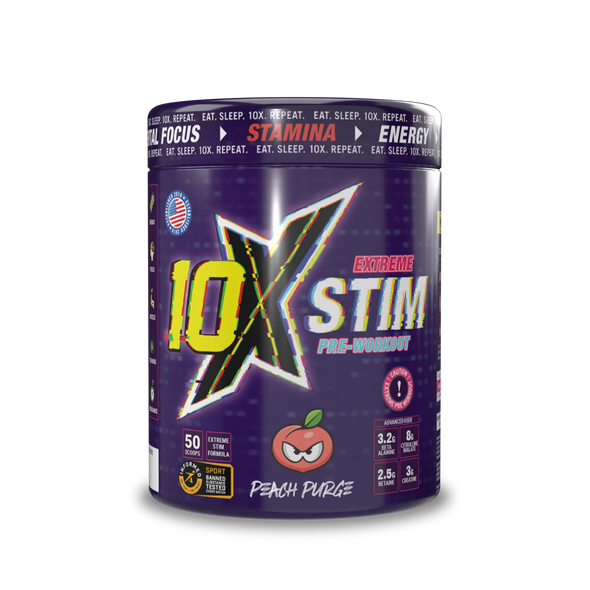 10X Athletic 10X STIM Pre-workout - Peach Purge - 50 Servings