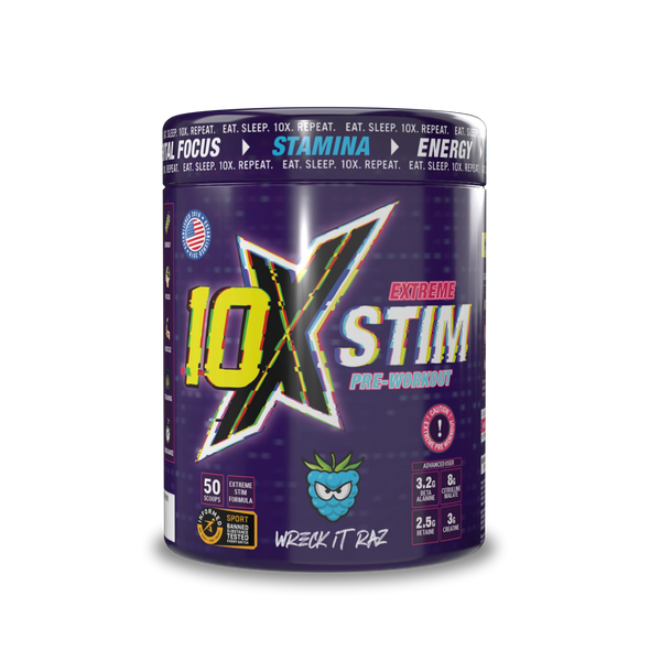 10X Athletic 10X STIM Pre-workout - Wreck It Raz  - 50 Servings