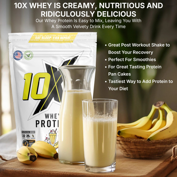10X Athletic 10X WHEY PROTEIN - Banana Split - 22 Servings