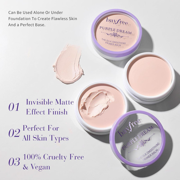 bayfree Silk Smoothing Primer Balm, Poreless Primer for Smooth & Flawless Skin, Long Lasting, Soft Texture, Matte Finish, Fills in Pores and Fine Lines, 0.35 oz