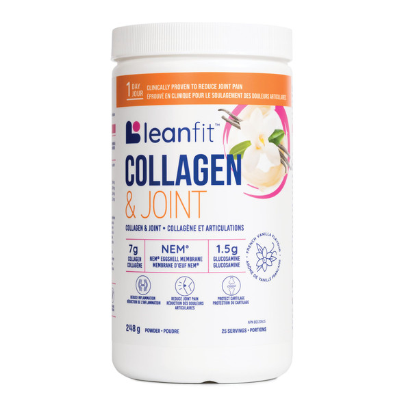 LEANFIT COLLAGEN & JOINT™ French Vanilla - 7g Collagen + 500mg NEM® + 1.5g Glucosamine - 25 Servings 248g Tub