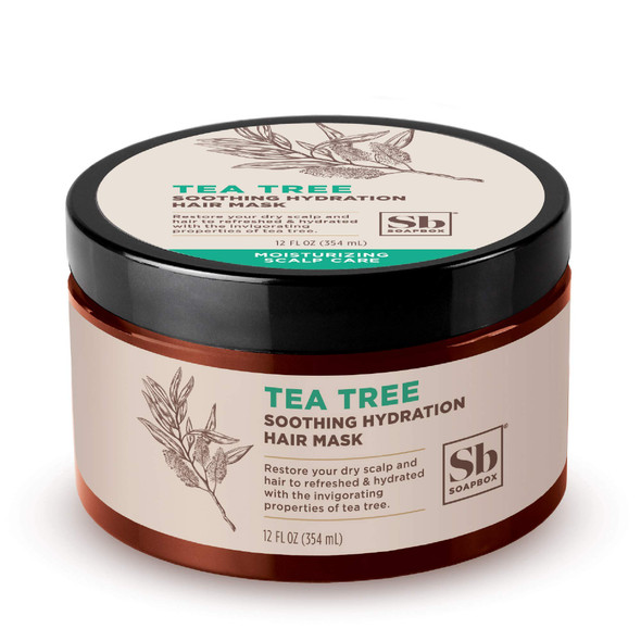 Soapbox Hair Mask Tea Tree Deep Conditioner - Soothing Hydration for Dry Damaged or Frizzy Hair (12oz)