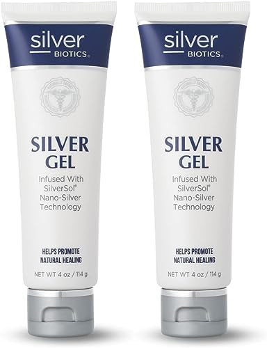 American Biotech Labs Silver Biotics First Aid Healing & Soothing Gel  Advanced SilverSol Technology  Amazing for Healing Skin from Scars Burns Wounds Blemishes & More  20ppm  4 Oz (Pack of 2)