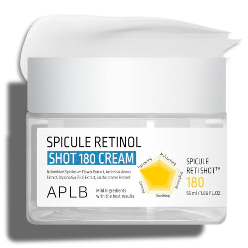 APLB Spicule Retinol Shot 180 Cream  SPICULE RETI SHOT 180 1.86 FL.OZ/Korean Skincare Gentle Exfoliation Wrinkle Care Long lasting hydration Revitalize for gentle and improve skin texture