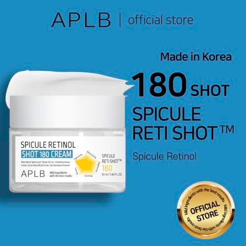 APLB Spicule Retinol Shot 180 Cream  SPICULE RETI SHOT 180 1.86 FL.OZ/Korean Skincare Gentle Exfoliation Wrinkle Care Long lasting hydration Revitalize for gentle and improve skin texture