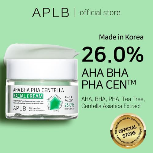 APLB AHA BHA PHA Centella Facial Cream  AHA BHA PHA CEN 26.0% 1.86 FL.OZ/Korean Skincare Exfoliant Deep hydration Revitalize for gentle and improve skin texture