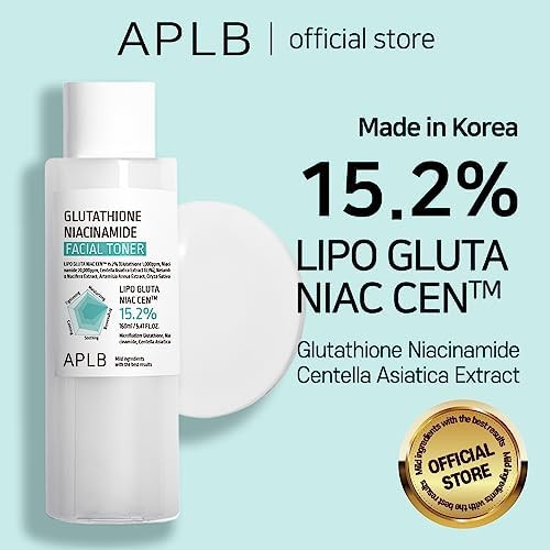 APLB Glutathione Niacinamide Facial Toner  LIPO GLUTA NIAC CEN 15.2% 5.41 FL.OZ/Korean Skincare Replenishing Moisture Revitalize for Gentle and Improve Skin Texture Through Niacinamide
