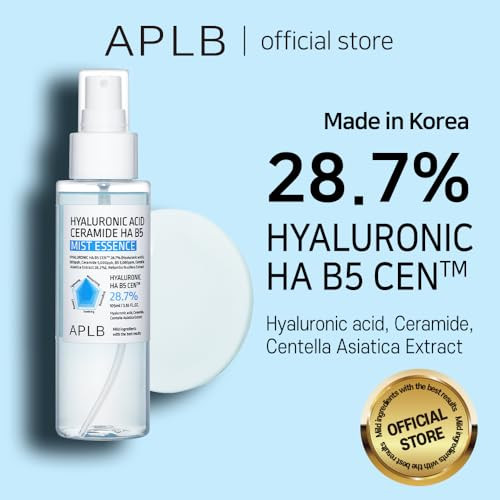 APLB Hyaluronic Acid Ceramide HA B5 Mist Essence  HYALURONIC HA B5 CEN 28.7% 3.55 FL.OZ/Korean Skincare Replenishing moisture Revitalize for gentle and improve skin texture through Hyaluronic