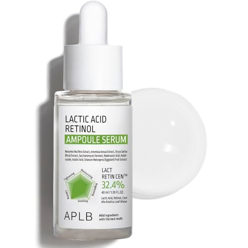 APLB Lactic Acid Retinol Ampoule Serum  LACT RETIN CEN 32.4% 1.35 FL.OZ/Korean Skincare Wrinkle care Dark spots Exfoliant Revitalize for gentle and improve skin texture