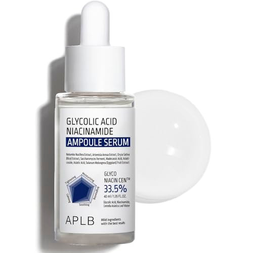 APLB Glycolic Acid Niacinamide Ampoule Serum  GLYCO NIACIN CEN 33.5% 1.35 FL.OZ/Korean Skincare Replenishing moisture Exfoliant Revitalize for gentle and improve skin texture