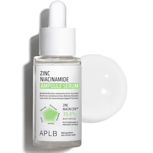 APLB Zinc Niacinamide Ampoule Serum  ZINC NIACIN CEN 39.4% 1.35 FL.OZ/Korean Skincare Acne care Pore care Wrinkle care Revitalize for gentle and improve skin texture