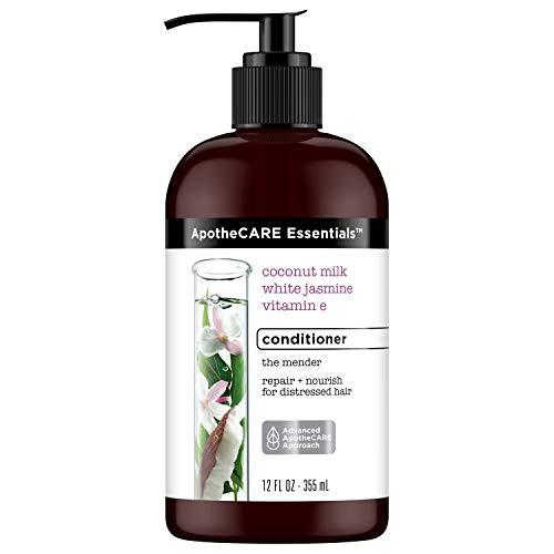 ApotheCARE Essentials The Mender Damaged Hair Repair Conditioner Coconut Milk White Jasmine Vitamin E 12 oz
