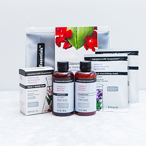 ApotheCARE Essentials  ApotheCARE Essentials Discovery 5 Piece Hair & Body Set: Volume Shampoo + Volume Conditioner + 2x Deep Treatment Hair Masks + BONUS Face & Body Coconut Milk Soap Bar 5 count