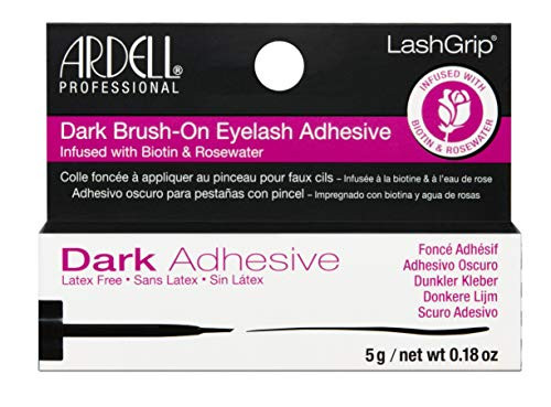 Ardell Brush-On Eyelash Adhesive - Latex- Lash Glue with Biotin & Rosewater for Long-Lasting Hold Easy Application for False Lashes and Lash Clusters - Dark
