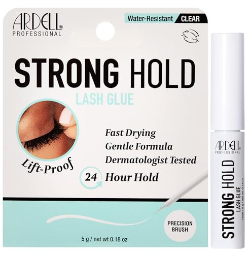 Ardell Strong Hold Lash Glue - Clear 5g - Waterproof Adhesive for Strong and Long-Lasting Eyelash Application Perfect for Strip Lashes