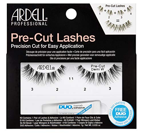 Ardell Pre-Cut Lashes Wispies Easy-to-Apply False Eyelashes Customizable Strip Lash Segments with Eyelash Adhesive 1 Pack