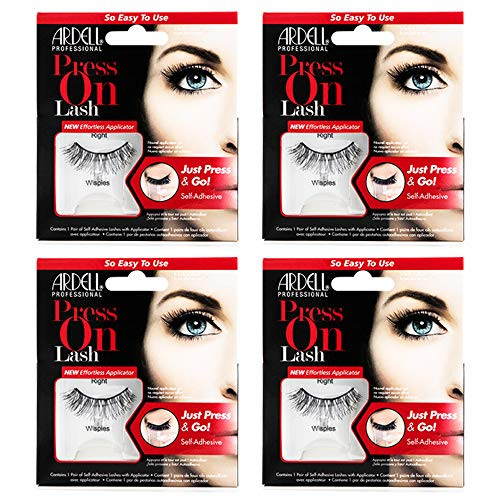 Ardell Press On Wispies False Eyelashes - Self Adhesive Lashes No Glue Needed Eye Makeup Enhancement 4 Pack