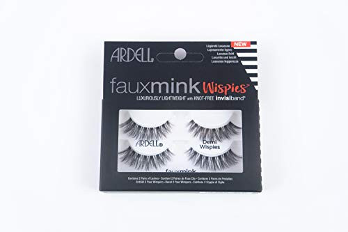 Ardell Faux Mink Wispies Lashes - Lightweight Knot- Natural-Looking False Eyelashes with Invisiband 2-Pairs