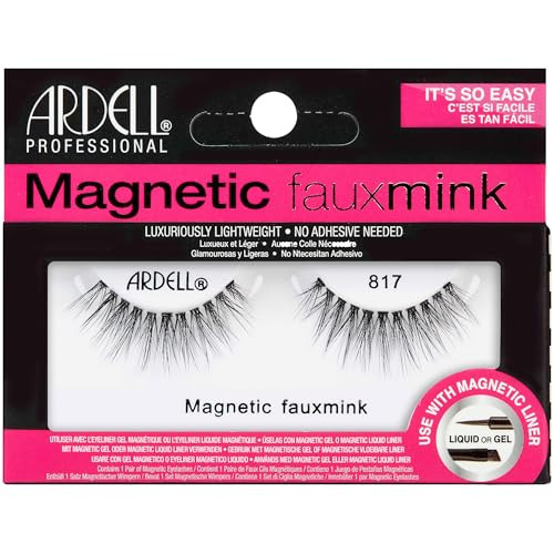 Ardell Magnetic Eyelashes Faux Mink False Eyelashes 817 – No Glue Needed Lashes Magnetic Lashes with Natural Look Wispy Volume 1 Pack