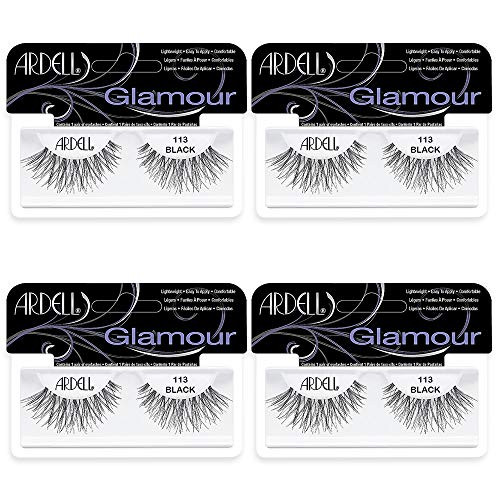 Ardell False Eyelashes Glamour Strip Lashes 114 - Black Lightweight Natural Look Lashes Reusable Fake Eyelashes for Any Special Occasions 4-Pack