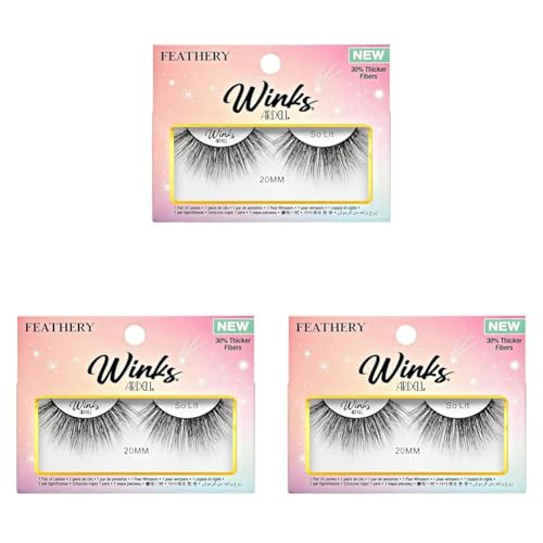 Ardell Winks Par'tay Lashes Full Volume 20mm Ultra-Long False Eyelashes Feathered and Fluttery Black Band 1 Pair