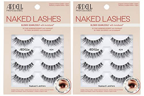 Ardell  Lashes #424 Strip Lashes Natural with Invisiband for Subtle Volume & Length 4 Pairs 1 Pack