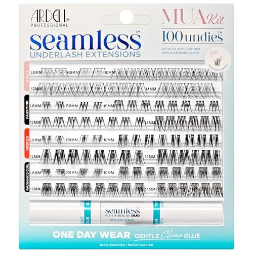 Ardell Seamless Eyelash Extensions Refill Kit Wispies - 32 Assorted Cluster Lengths Customizable DIY Lash Clusters for Natural Look Lashes