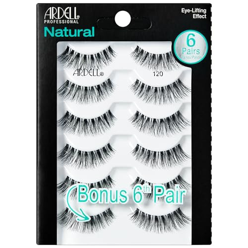 Ardell Natural Lashes 120 – Natural Look Wispy Lashes Lightweight Long-lasting Wispies Black 6 Pairs 1 Pack