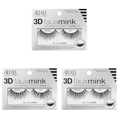 Ardell 3D Faux Mink Lashes 863 – Multi-Dimensional Lashes Natural Look Wispy Finish with Invisiband 1 Pair