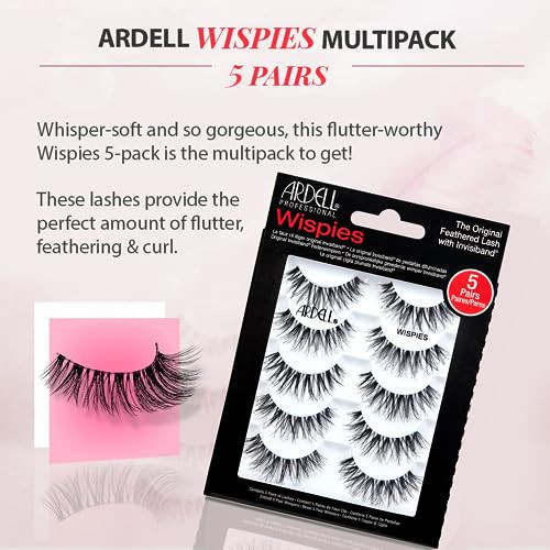 Ardell False Eyelashes Wispy Lashes Easy Application Natural Look Reusable Lashes - Black 2 Pack