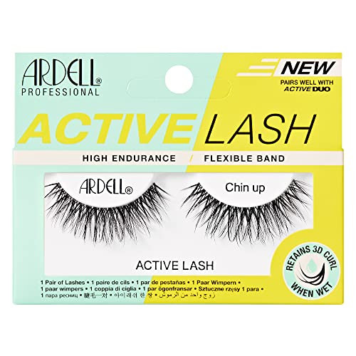 Ardell Active Lashes Chin Up - Waterproof Natural Volume False Eyelashes for Natural Look 1 Pair