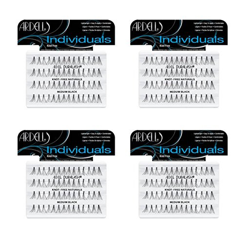 Ardell Duralash Set of 4 Medium Black Knotted Flare Trio Lashes bundled