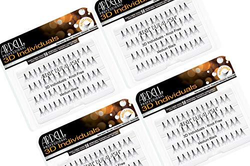 Ardell 3D Individual Lashes DIY Lash Clusters Long Black - Flared Design False Lashes Eyelash Extensions 4 Packs