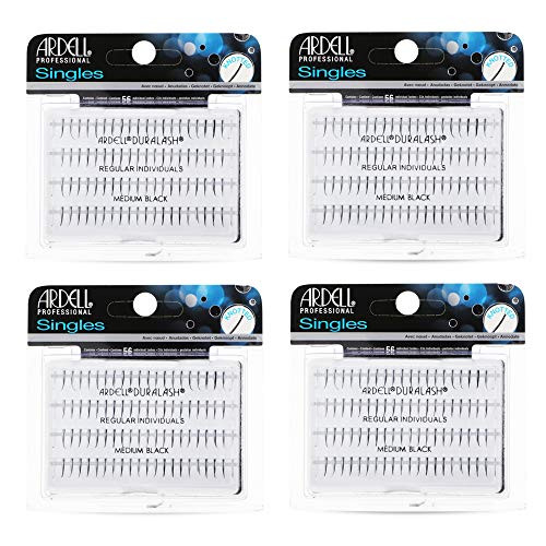 Ardell False Eyelashes Regular Medium Individual Lash Singles Natural Black for Flawless Eyelash Extension Look 4 Pack