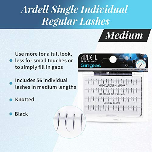 Ardell False Eyelashes Regular Medium Individual Lash Singles Natural Black for Flawless Eyelash Extension Look 4 Pack