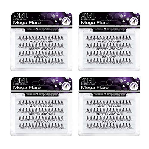 Ardell Individual Lashes Mega Flare - Medium Black Natural Look False Eyelashes DIY Lash Clusters Eyelash Extensions 4 Pack