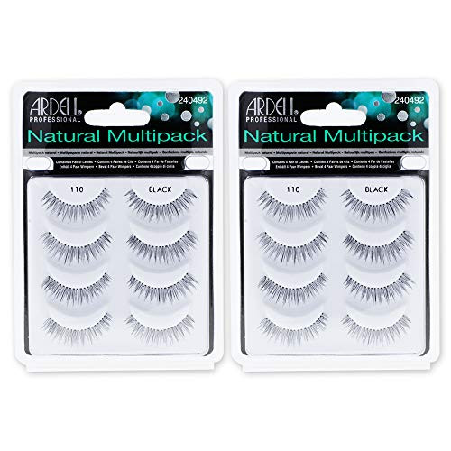 Ardell Natural False Eyelashes Multipack 110 Black - Comfortable Strip Lashes for Everyday Wear 4 Pairs x 1 Pack