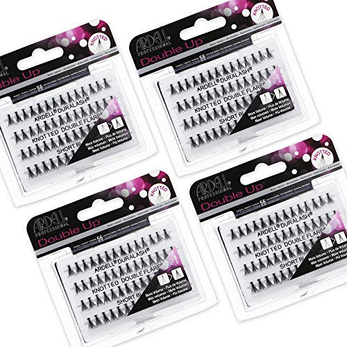 Ardell False Eyelashes Double Up Individuals Lashes Knotted - Short Black DIY Lash Clusters Reusable Eyelash Extensions 4 Pack