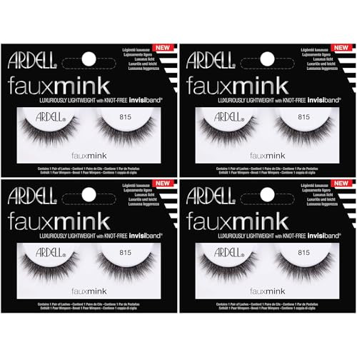 Ardell Faux Mink Lashes 812 - Lightweight with Invisiband Natural Look False Eyelashes 4 Pairs