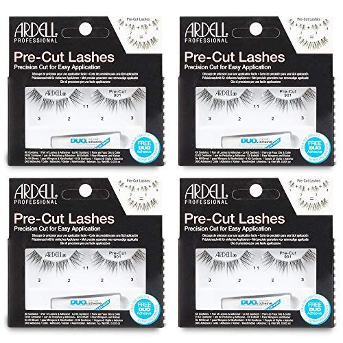 Ardell Pre-Cut False Lashes - Demi Wispies Natural-Looking Strip Lashes Includes DUO Adhesive 4 Pack