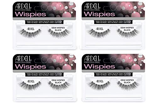 Ardell Wispies False Eyelashes - Brown Natural Look Wispy Lashes Lightweight & Reusable Strip Lashes 4 Pack