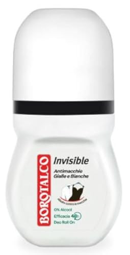 Borotalco:"Invisible" Anti-Stain Deodorant 1.69 Fluid Ounces (50ml) Deo Roll On (Pack of 4) [ Italian Import ]